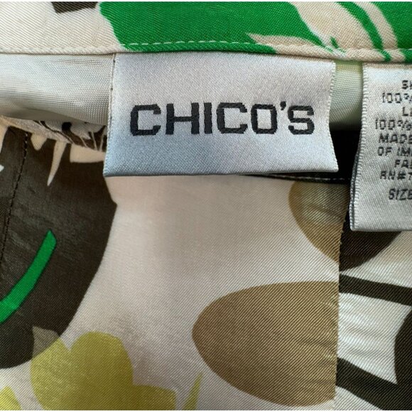 Chicos Womens  Floral A-Line Skirt Size 2 Medium Green/White/Brown - Picture 2 of 10